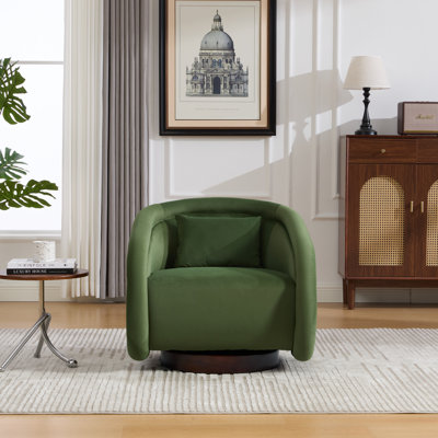 Fauteuil d'appoint pivotant, fauteuil demi-tonneau pivotant à 360 degrés avec revêtement en tissu de velours, fauteuil pivotant confortable en forme de citrouille pour le salon, la chambre à coucher ou le bureau