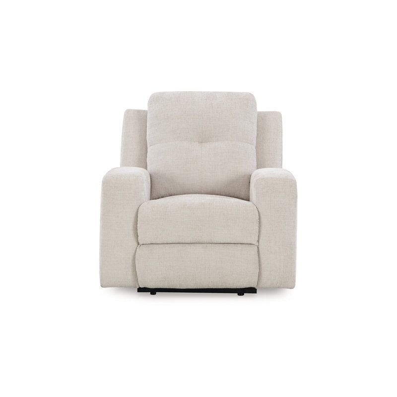 Fauteuil inclinable manuel Genna, polyester, coussin moelleux, Beige clair