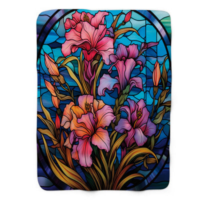 Mosaic Flower Patterns - 1 Piece Premium Sherpa Blanket