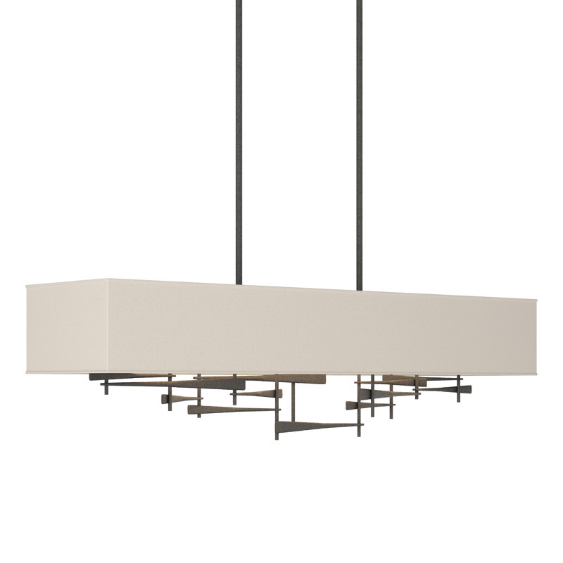 Cavaletti 4 - Light Kitchen Island Rectangle Pendant, Flax, Natural Iron