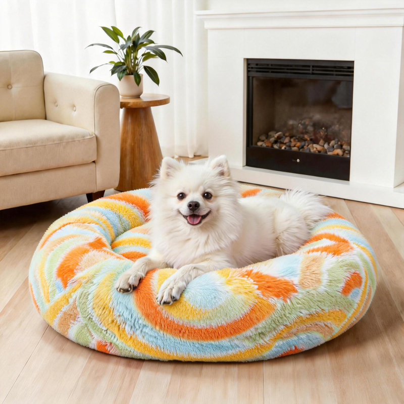 Réchauffant un beignet rond, Grand (H 9 po x l 36 po x P 36 po), Orange/Yellow/Blue/White/Grey