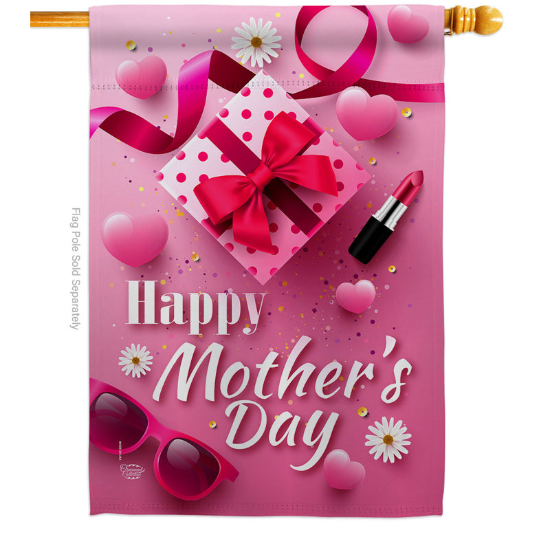 Double Sided Polyester Mother's Day House Flag, 40" H x 28" W