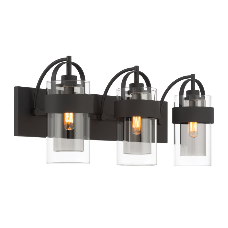 Meuble-lavabo 3 lumières Ravik, Noir, H 10,5 po x l 24 po x P 8,75 po, Trois lumières