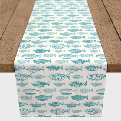 Azaiyah Teal School Of Fish Table Runner