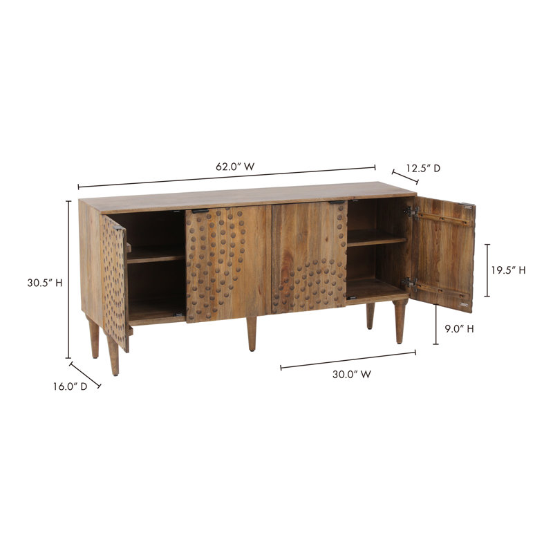 Pangburn 62'' W Solid Wood Sideboard