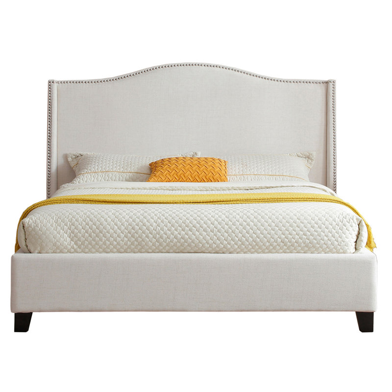 Hampton  Wingback Bed, Linen, Cream, King