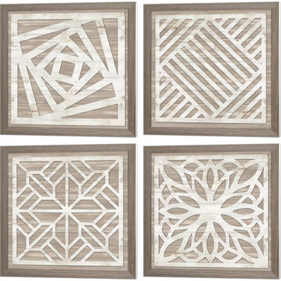 «Geo Greige Deco» par Cindy Jacobs, art sur toile (ensemble de 4)