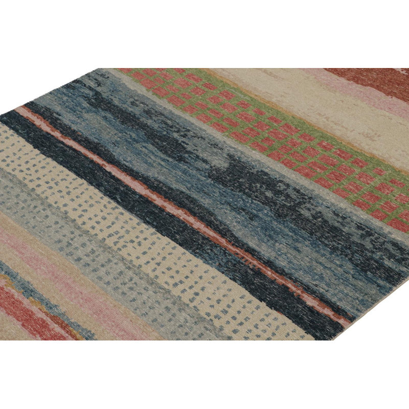 Distressed Homage Handmade Kilim Wool Abstract Area Rug, Rectangle 10' x 14'
