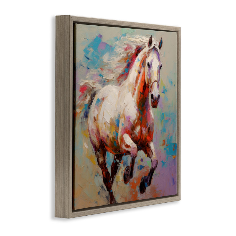 Art mural sur toile «Trotter le cheval» par Irena Orlov, H 18 po x l 18 po, Cadre flottant orme Montalcino