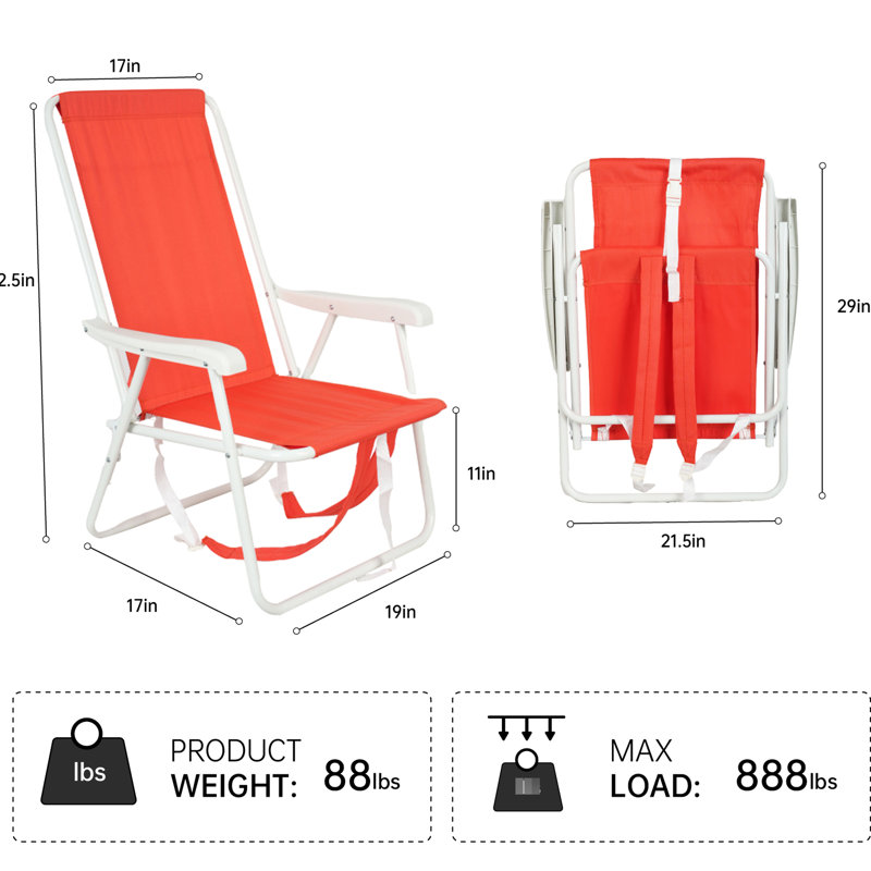 Fauteuil de plage pour adultes avec fonction de sac à dos, capacité de 300 lb, structure en aluminium inclinable et pliable, tissu 600D, hauteur réglable et système de support de serviettes