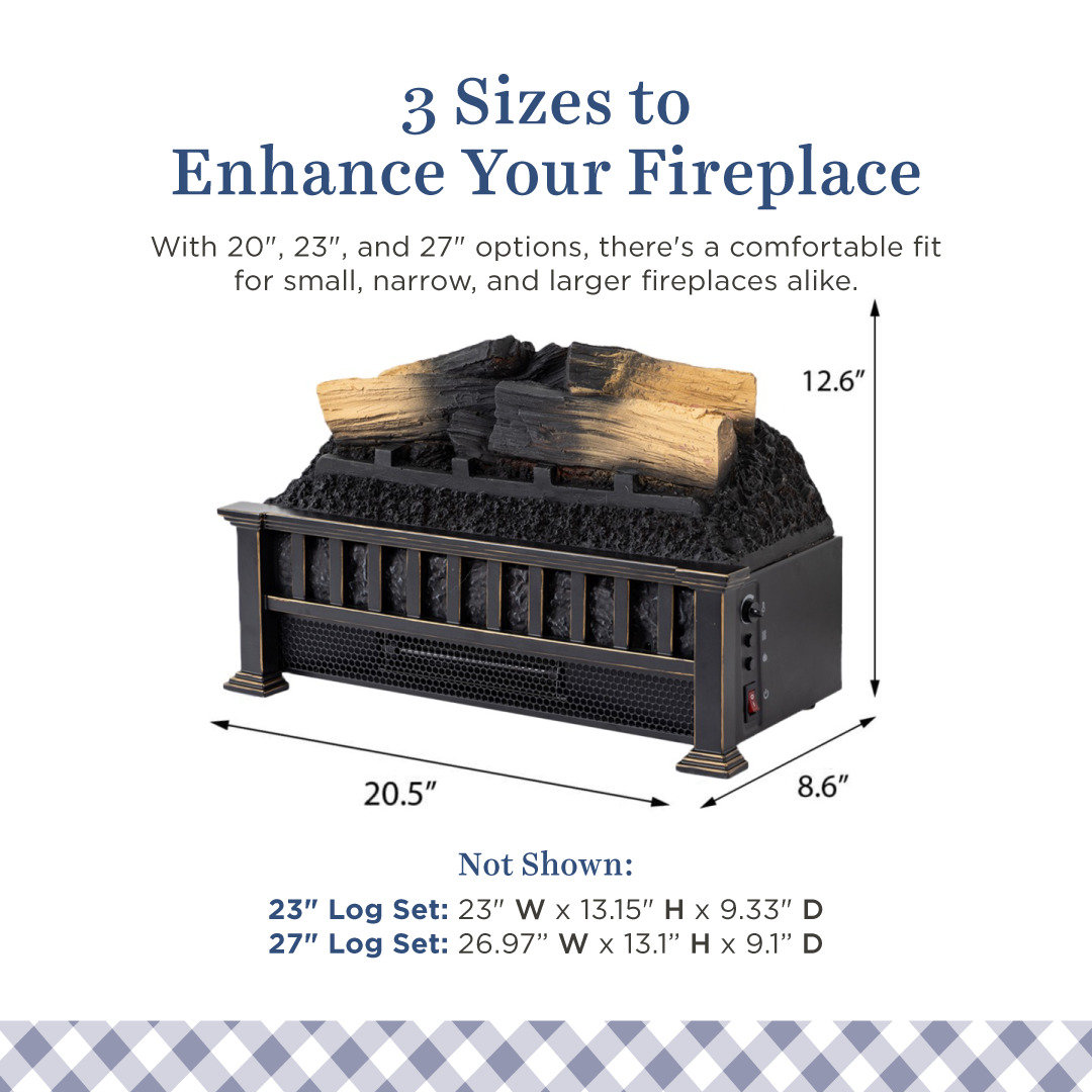 Country Living Electric Log Set Heater, 12.6" H x 20.5" W x 8.6" D