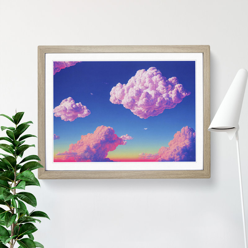 Dynamic Clouds - Single Picture Frame Painting, 34cm H x 46cm W x 2cm D, Oak
