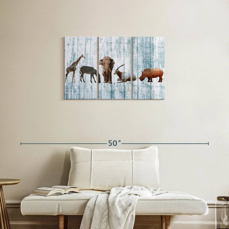 Animaux de safari en bois, H 20 po x l 33 po