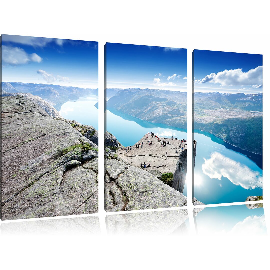 3-tlg. Leinwandbilder-Set Preikestolen Lysefjord Küste in Norwegen, Fotodruck