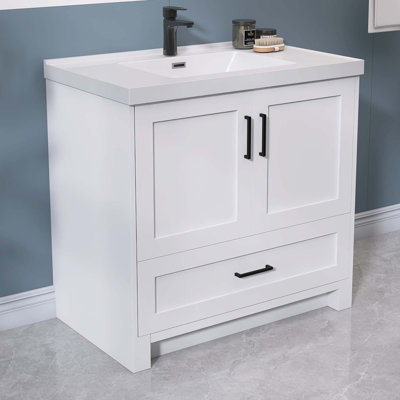 36 Inch Freestanding Bathroom Vanity With Sink Combo Set Solid Wood Modern Storage Single Cabinet -  ZEAFIVE, 36 Vanity Set SBTS-W