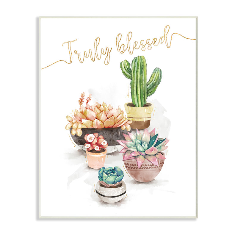 Plantes succulentes cactus chic vraiment bénies, Plaque murale, H 15 po x l 10 po