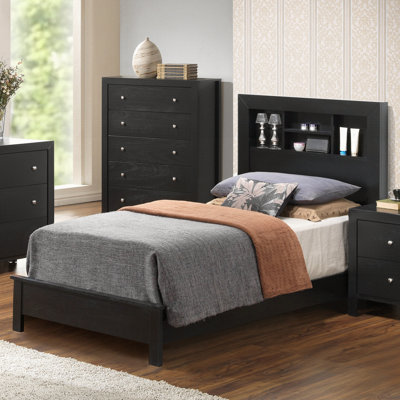 Stylish Twin Bed In Elegant Black Finish