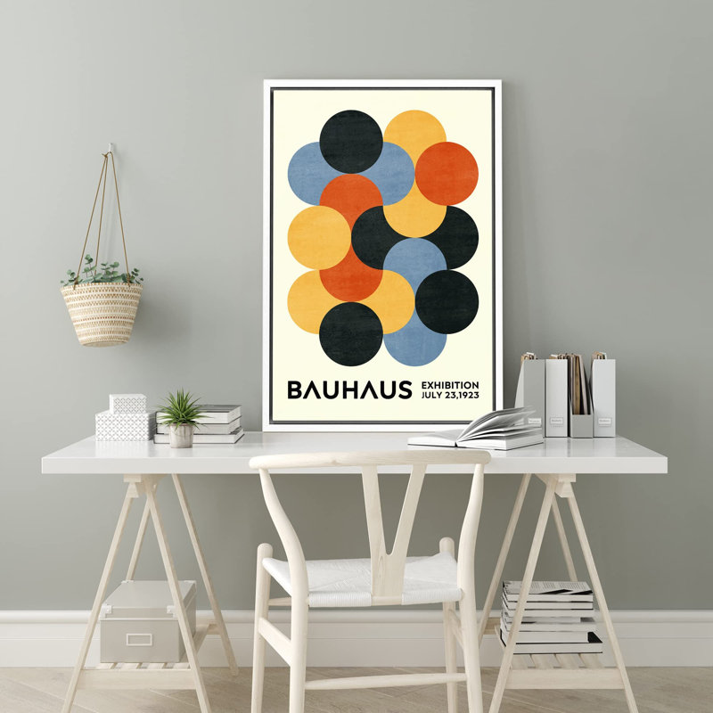 Abstrait, blocs de couleurs vibrantes, géométrique, cercle coloré, polyhaus de Bauhaus, Blanc, H 36 po x l 24 po