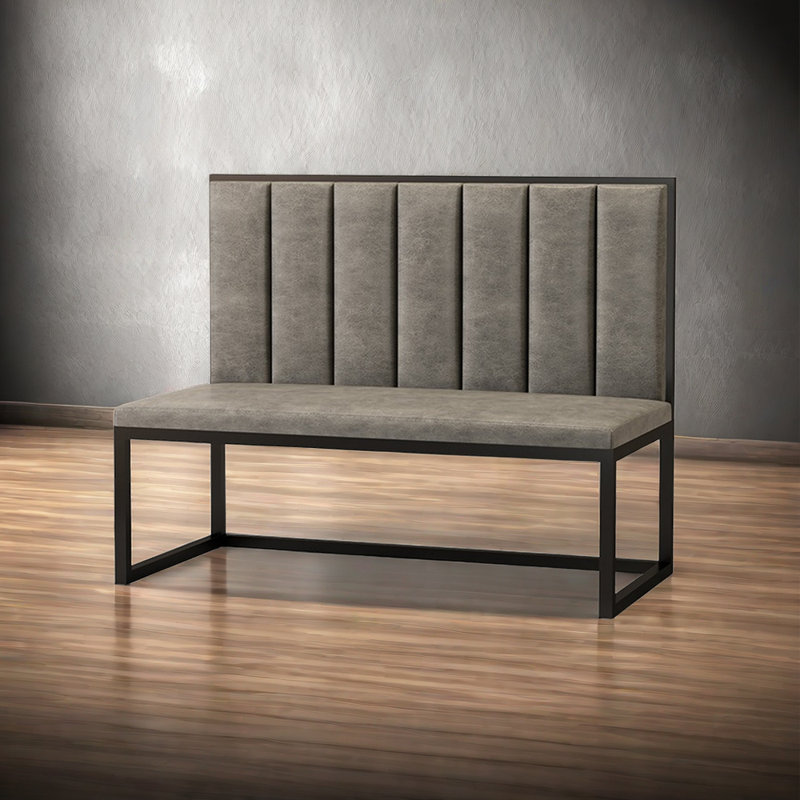 Faux Leather Upholstered Bench, Gray