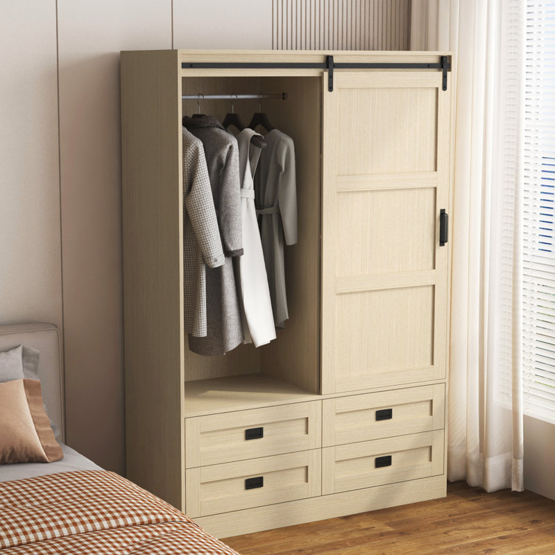Armoire rustique BarnMeld avec porte de grange coulissante et panneau de fibres à densité moyenne écologique