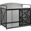 Style chenil pour chien gris - grande cage en bois pour chiens de taille moyenne, table de bout intérieure avec rangement et rangement coulissant pour meubles exclusifs, porte, convient aux chiens-650496317-650496319