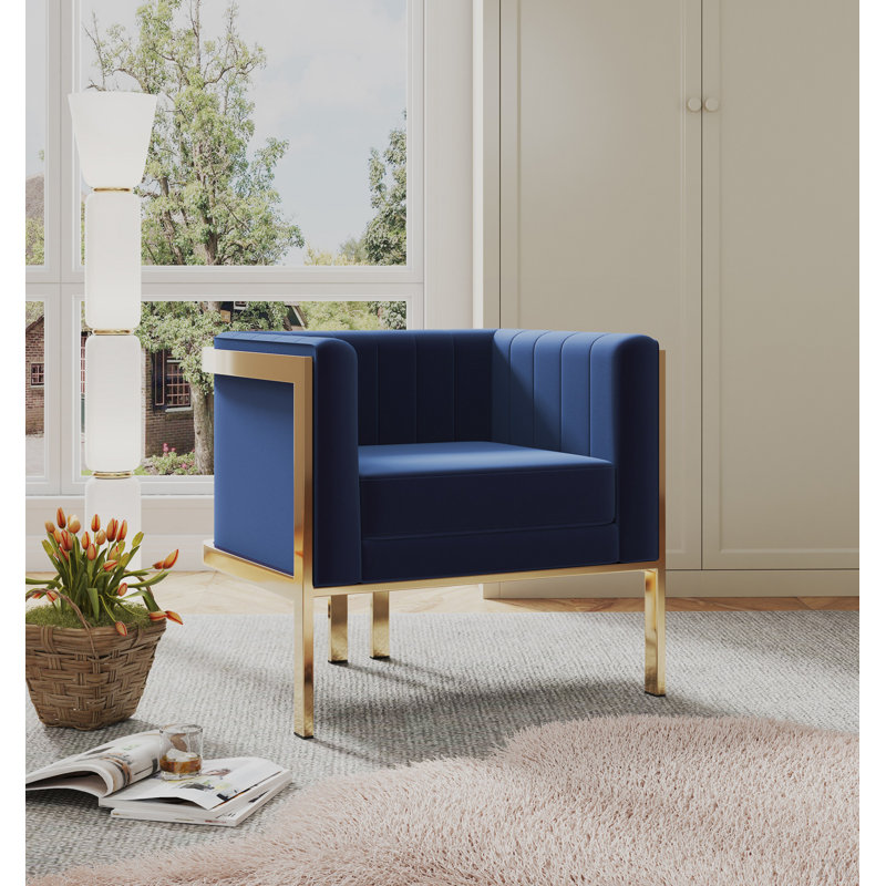 Chaise longue en velours bleu royal Paramount, Bleu