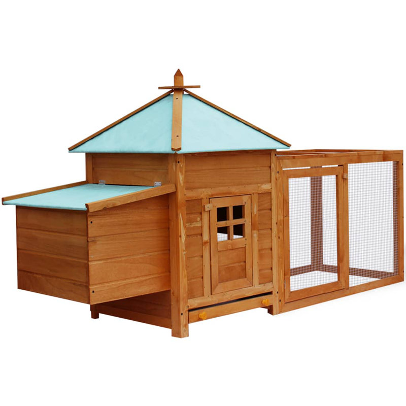 Francisca 13.09m² Chicken Coop with Chicken Run, Brown