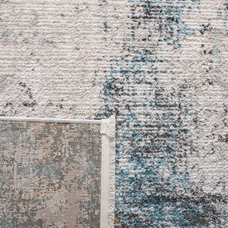 Mesa Abstract Ivory/Grey Area Rug, Runner 2'2" x 10'