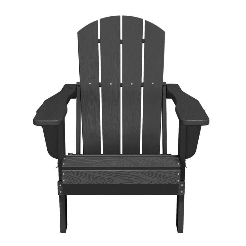 Chaise Adirondack pliante en polyéthylène haute densité Delman avec porte-gobelet double, Gris foncé