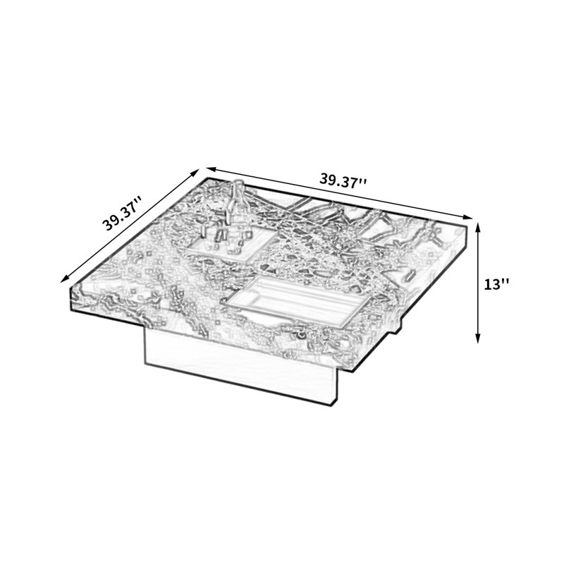 Coffee Table with Stone Top, Black