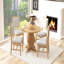 Ensemble de salle à manger extensible 5 pièces Farmhouse: table en bois (feuille de 15,7 po) et 4 chaises rembourrées-849946602-849946600