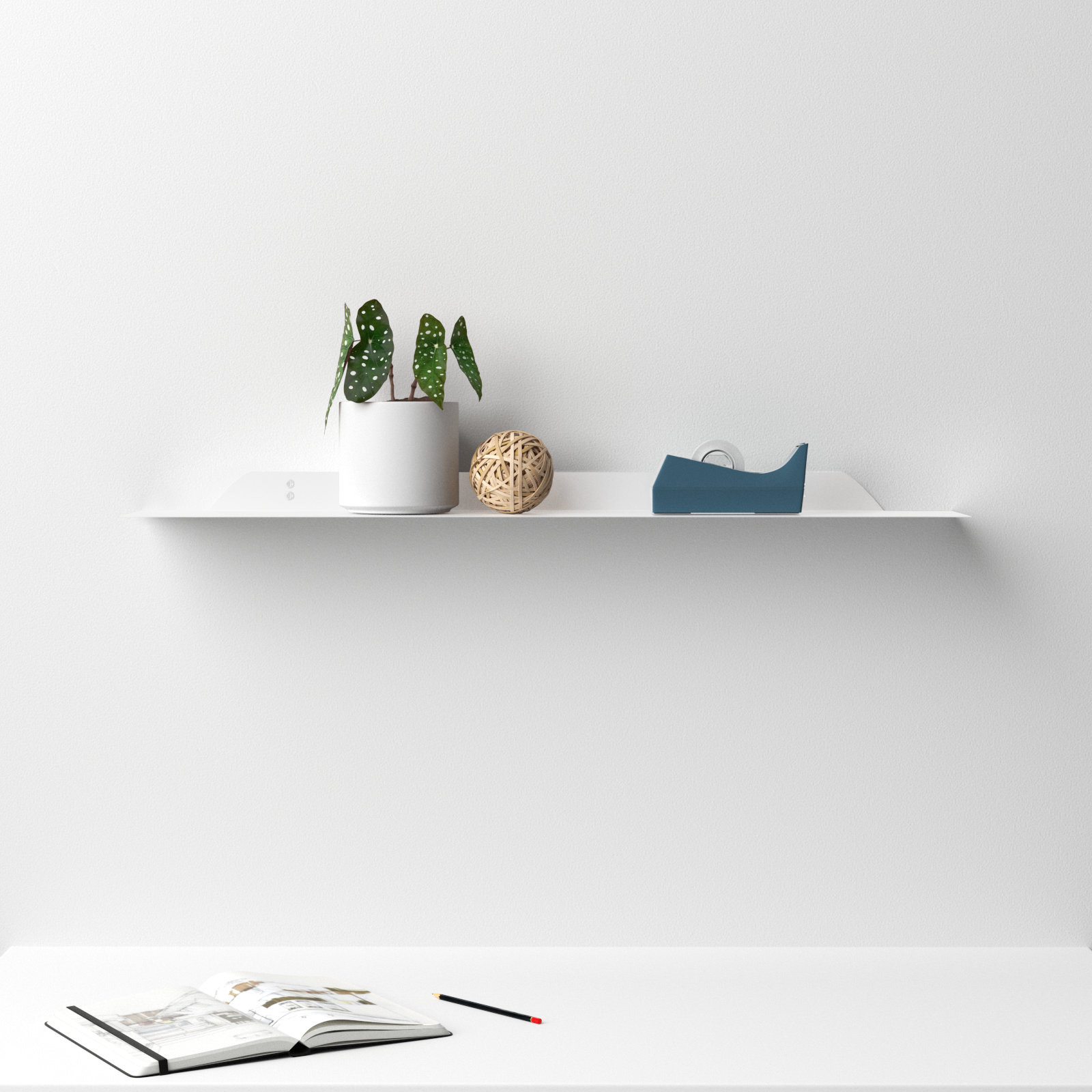 Maja 36" Floating Shelf, White, 1.75" H x 36" W x 6" D