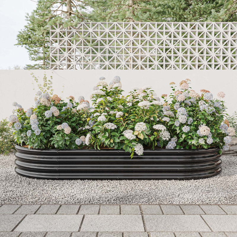 Lit de jardin surélevé en métal Stavya, Noir, H 11,42 po x l 70,86 po x P 35,43 po