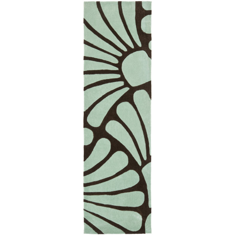 Tapis à motif floral touffeté à la main Cohmer Modern Art, Tapis de couloir 2 pi 3 po x 8 pi
