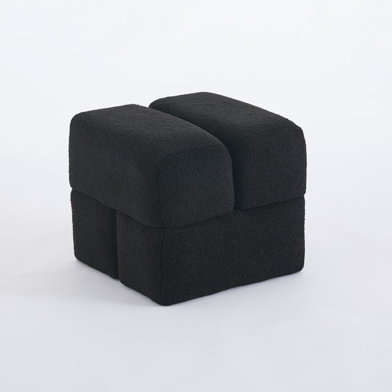 Robertas 18.5'' Wide Sherpa Ottoman, Black