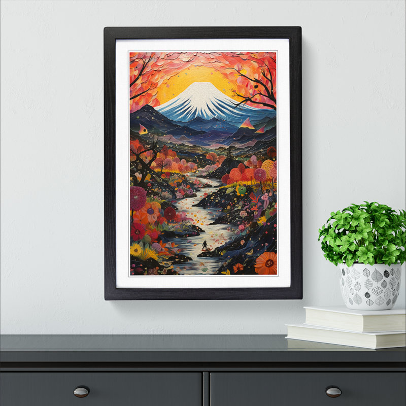 Mount Fuji Expressionism No.2 - Framed Print, 34cm H x 25cm W x 2cm D, Black