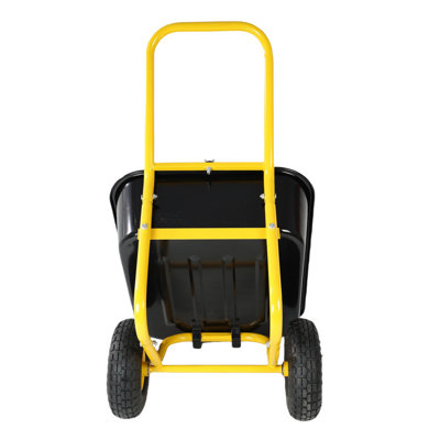 Brouette à deux roues, chariot de jardin, roues pneumatiques de 10 pouces (jaune + noir)