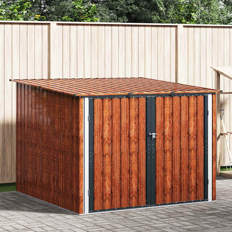 Vidaxl Bike Shed 3 Pcs Metal Storage Outdoor Garden Terrace Structure Solution, Brown