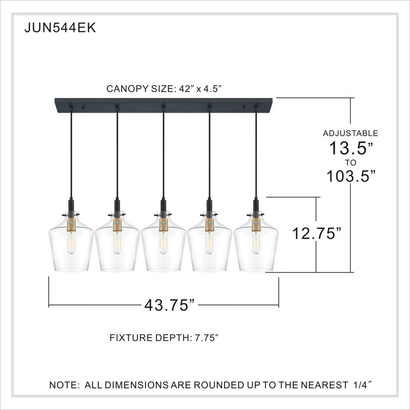 Luminaire suspendu pour îlot de cuisine 5 lumières Caitlin