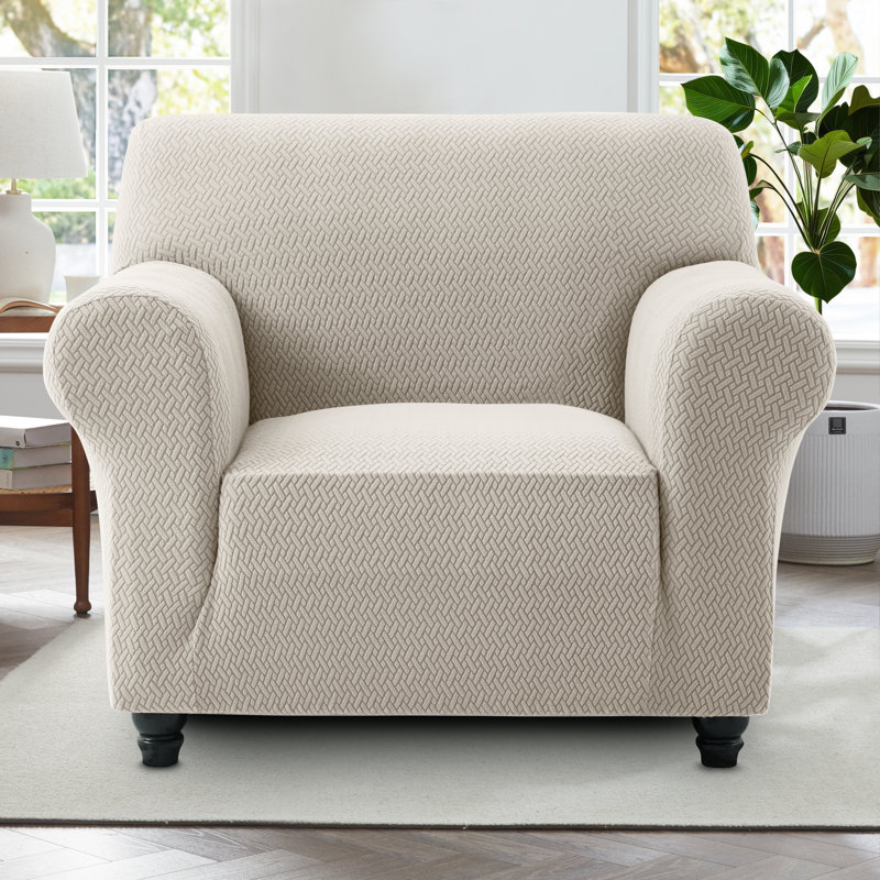 Luxury Stretchable Spandex Sofa Cover/Protector, 1 Seater, Beige