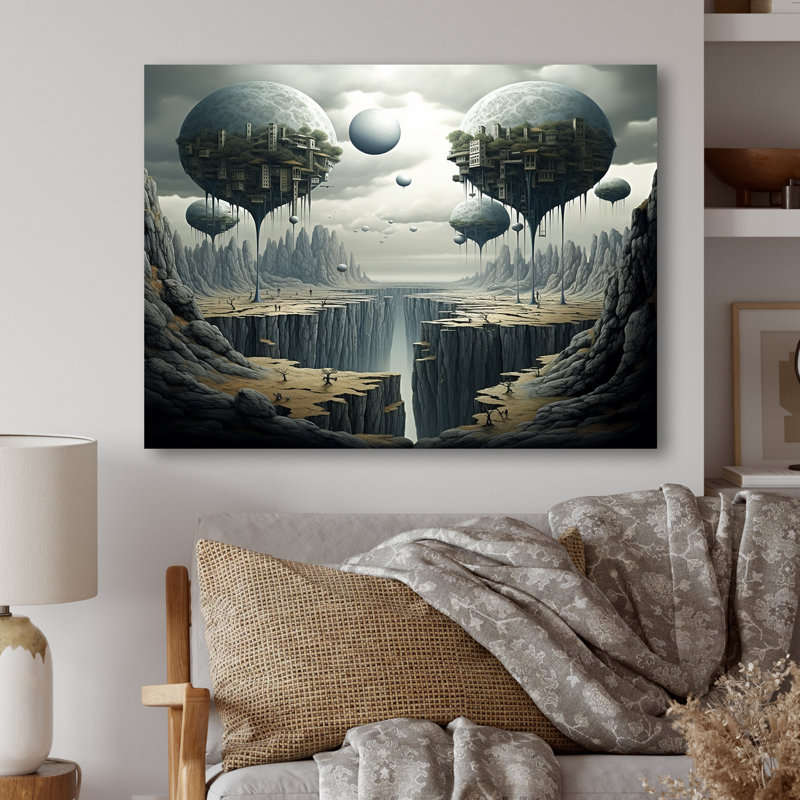 «Mind - Blowing surréaliste paysage II», art mural surréalisme en métal, H 12 po x l 20 po x P 1 po