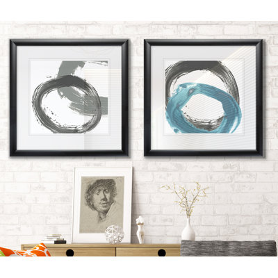 « circulaire réaction ii », ensemble de 2 reproductions de peintures encadrées