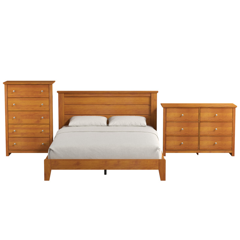 Tevrat 3 Pieces Bedroom Sets, Amber Walnut, Queen