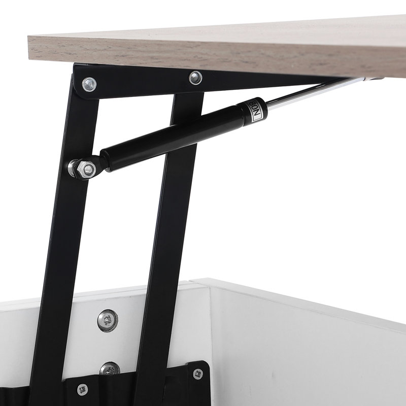 Gray and White Square Wooden Lift-Top Coffee Table with Storage