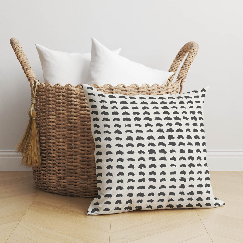 Coussin décoratif Gio, Ivoire / gris anthracite géométrique, H 26 po x l 26 po