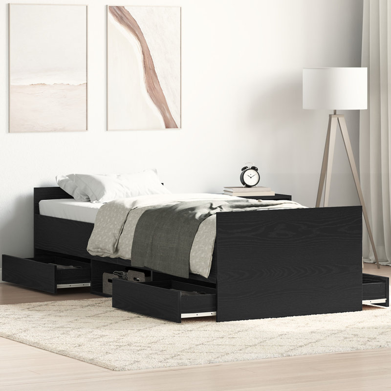 Bed Frame, 78 x 193 cm, Black Oak