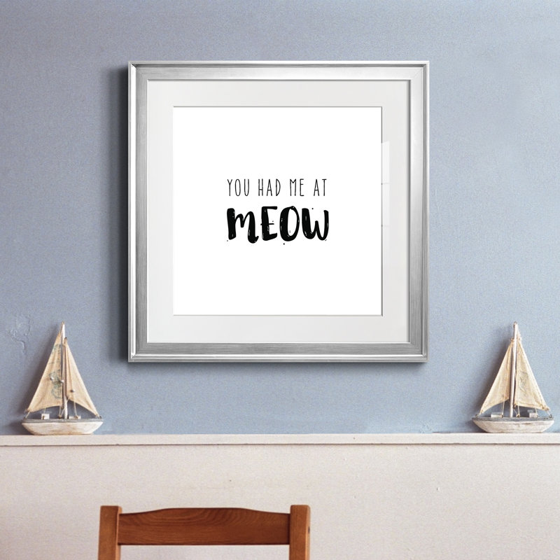 Had Me at Meow - Art textuel avec cadre photo, Papier avec cadre argenté, H 22,5 po x l 22,5 po x P 1,5 po