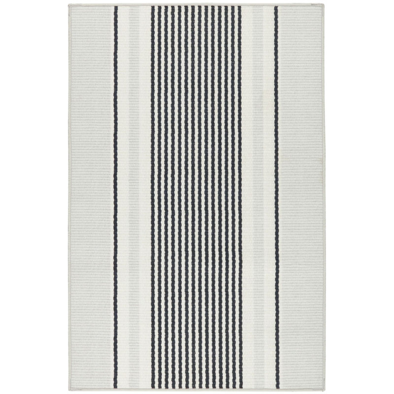 Gunner Stripe Grey Machine Washable Rug, Rectangle 2' x 3'