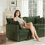 Canapé modulaire en U avec repose-pieds réversible, canapé d'angle convertible 5 places avec 2 repose-pieds, canapé moelleux et minimaliste moderne pour le salon, chenille verte-1141606531-1141606528