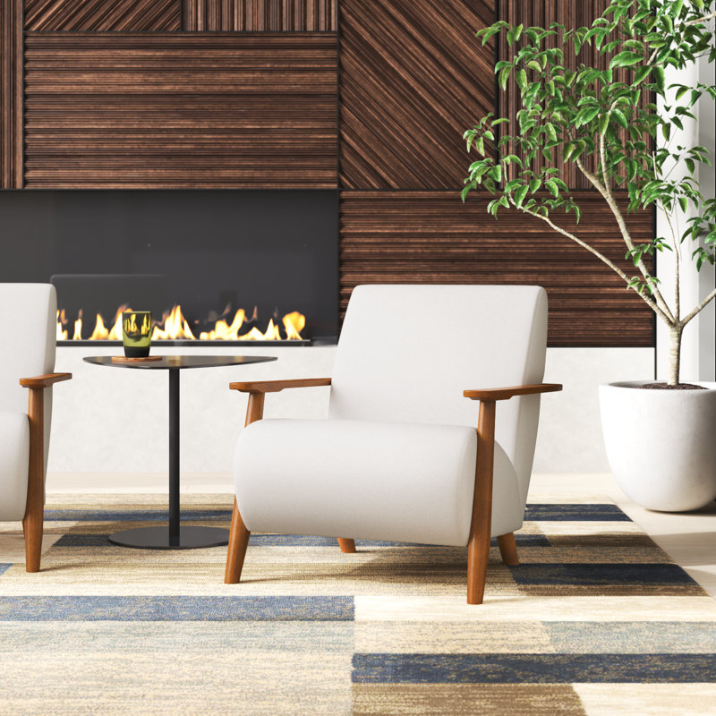 Upholstered Armchair, Beige Linen